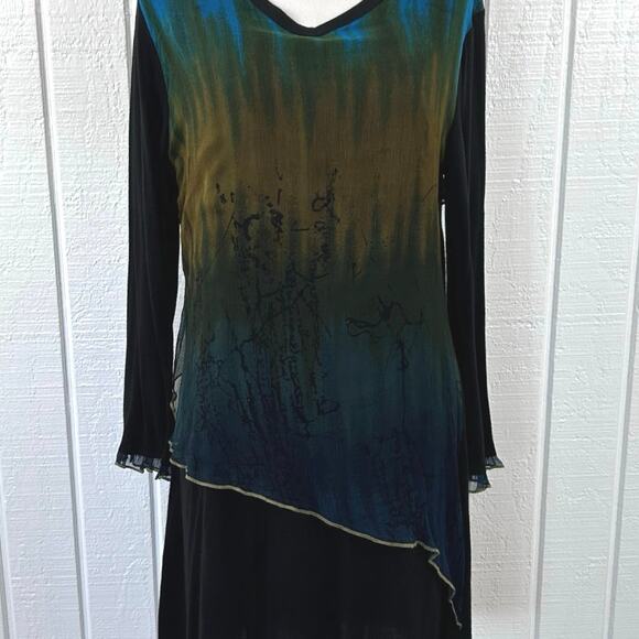 Parsley & Sage Asymmetrical Tunic Dress Abstract Print Boho Artsy Rayon Medium - Picture 8 of 8